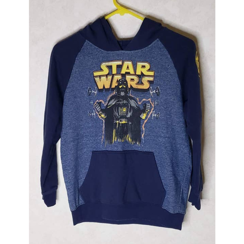 Boys Star Wars Darth Vader Pull Over Hoodie Size Large (14/16) Blue & Black